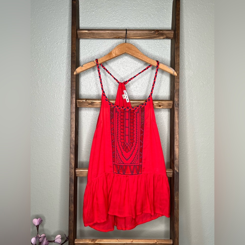 Double Zero Red Tank Top with Black Accents